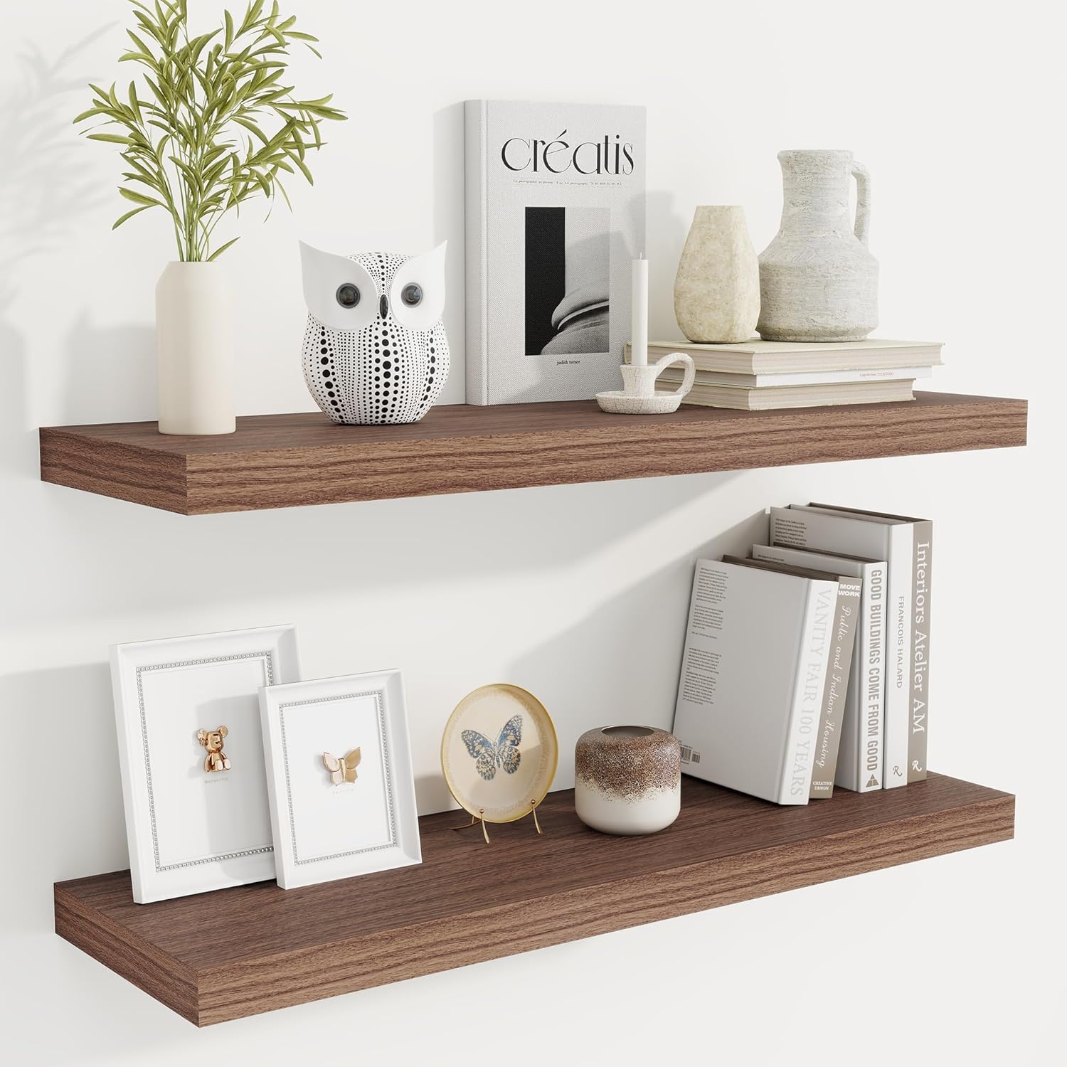 Fun Memories Floating Shelves for Wall, 32 Inch Rustic Wood Wall Mounted Shelves for Bathroom