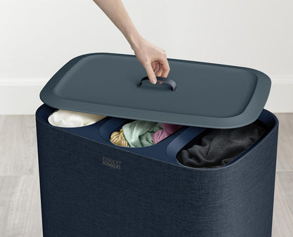Joseph Joseph Tota Trio 90 liter/23.8 gallon Laundry Hamper Separation Basket with lid, 3 Removable
