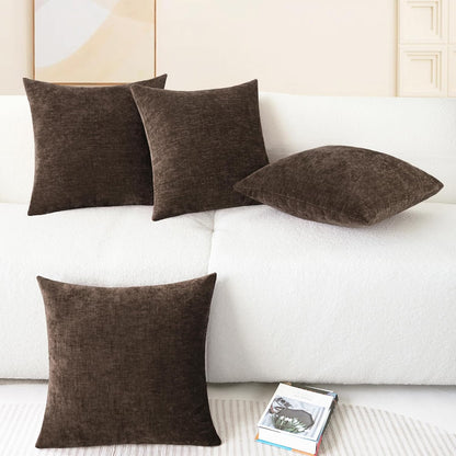 CaliTime Throw Pillow Covers Decorative 18 X 18 Inches Pack of 4 Cozy Chenille Cushion Cases for