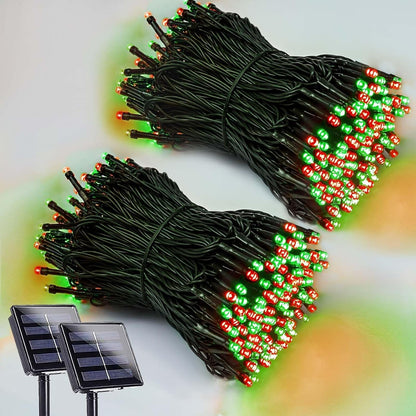 2 Pack 200 LED Solar Christmas Lights Outdoor Waterproof, Solar String Lights for Outside, Solar