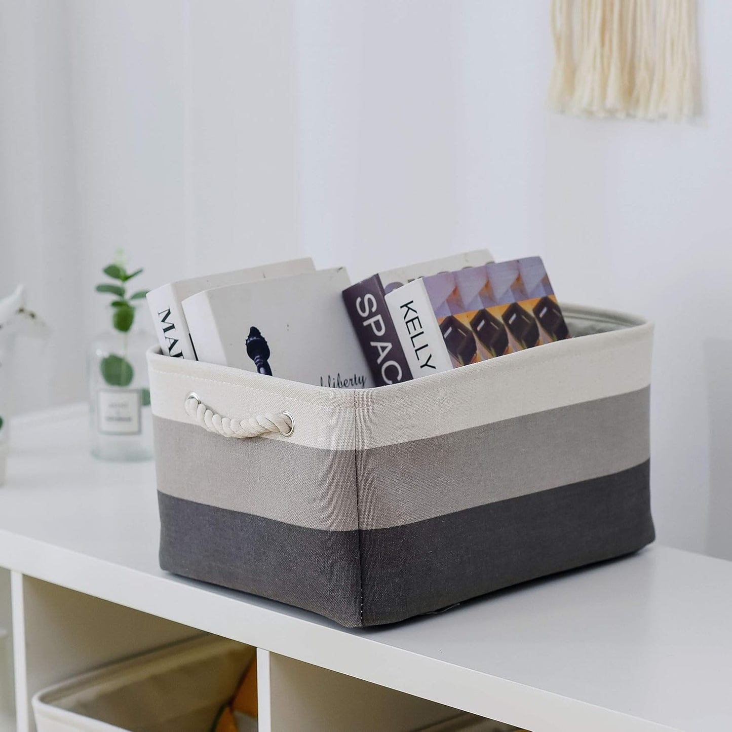 Large Storage Baskets for Shelves, Fabric Baskets for Organizing, Collapsible Storage Bins for