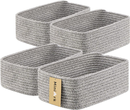 Small Storage Baskets for Organizing | Closet Organizer Bins | Shelf Toy Basket | Woven Rope
