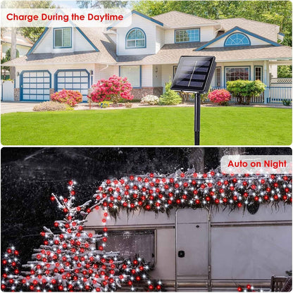 2 Pack 200 LED Solar Christmas Lights Outdoor Waterproof, Solar String Lights for Outside, Solar