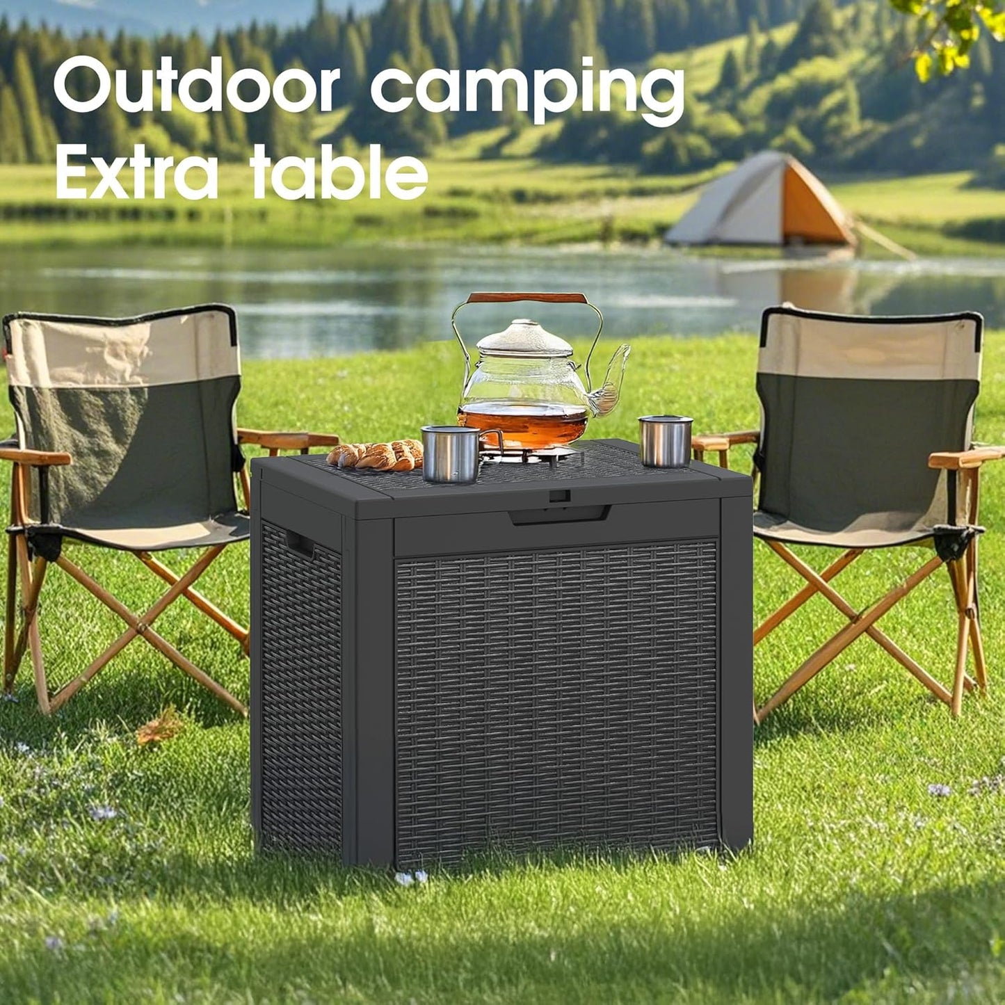 KAMABOKO 30 Gallon Outdoor Storage Box, Resin Deck Boxes Indoor and outdoor, Waterproof Storage Box