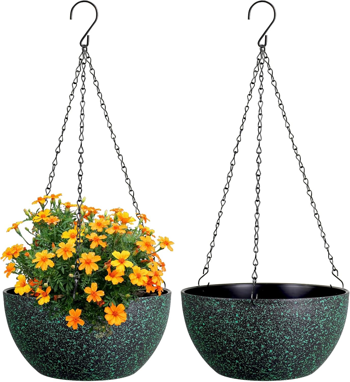 10 inch Hanging Planters for Indoor Outdoor Plants, 2 Pack Hanging Flower Pots with Drainage Holes