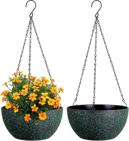 8 inch Small Hanging Planters for Indoor Outdoor Plants, 2 Pack Hanging Flower Pots with Drainage