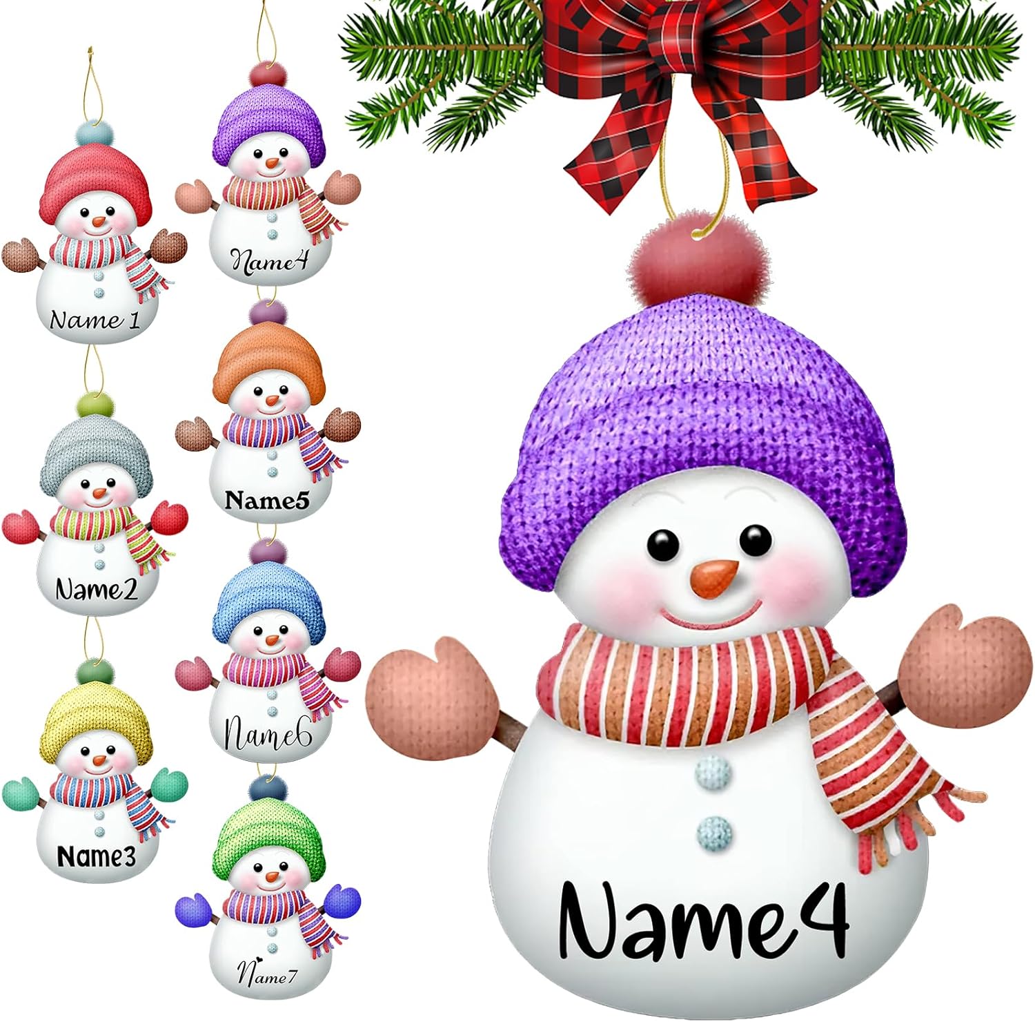 Personalized Christmas Ornaments with Names Snowman Custom Family Ornament Customized Xmas Tree