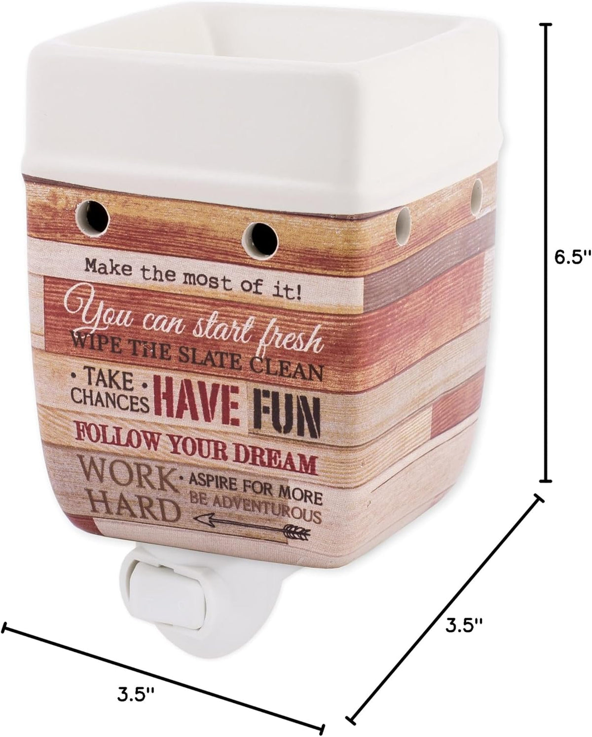 Elanze Designs Today Aspire Change The World Wood Look Stoneware Electric Plug-in Wax Tart Oil