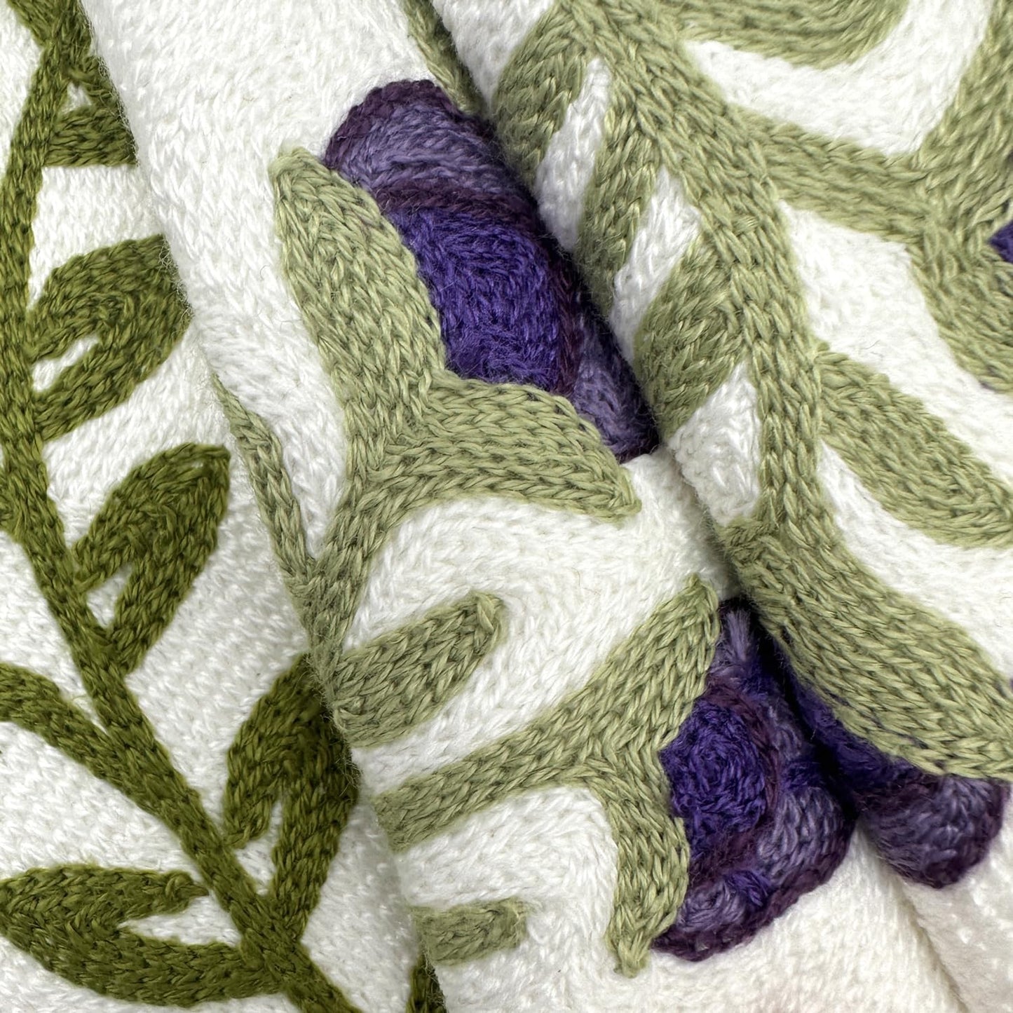 Alysheer Floral Embroidered Spring Decorative Throw Pillow Cover 18"x 18", Farmhouse Cottage Purple