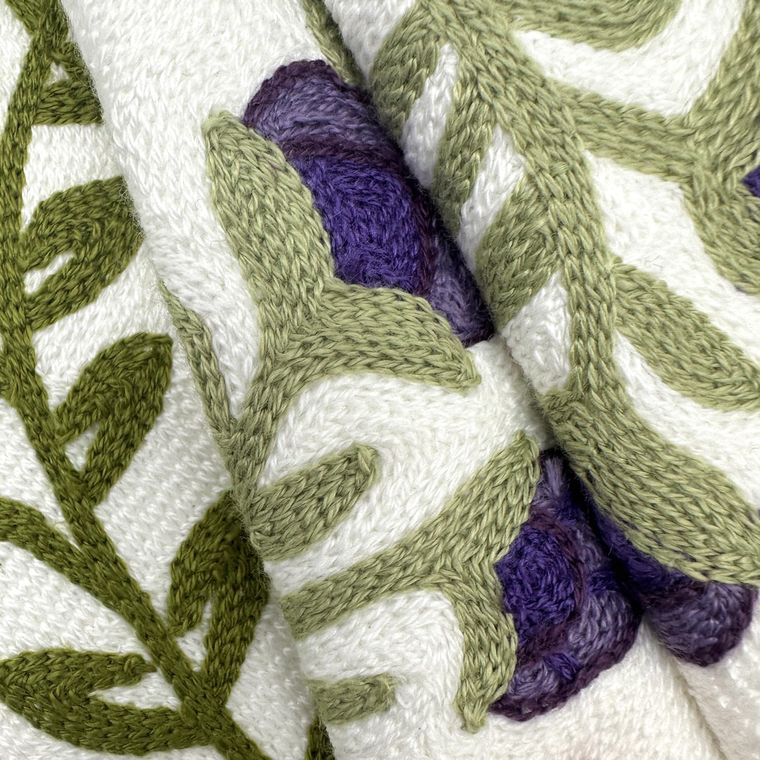 Alysheer Floral Embroidered Spring Decorative Throw Pillow Cover 18"x 18", Farmhouse Cottage Purple
