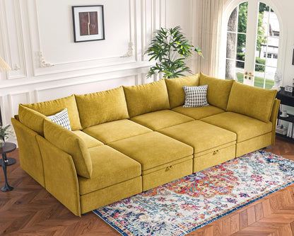 136.4" Oversized Modular Sectional Sleeper Sofa Bed, U Shaped Convertible Couch with Movable
