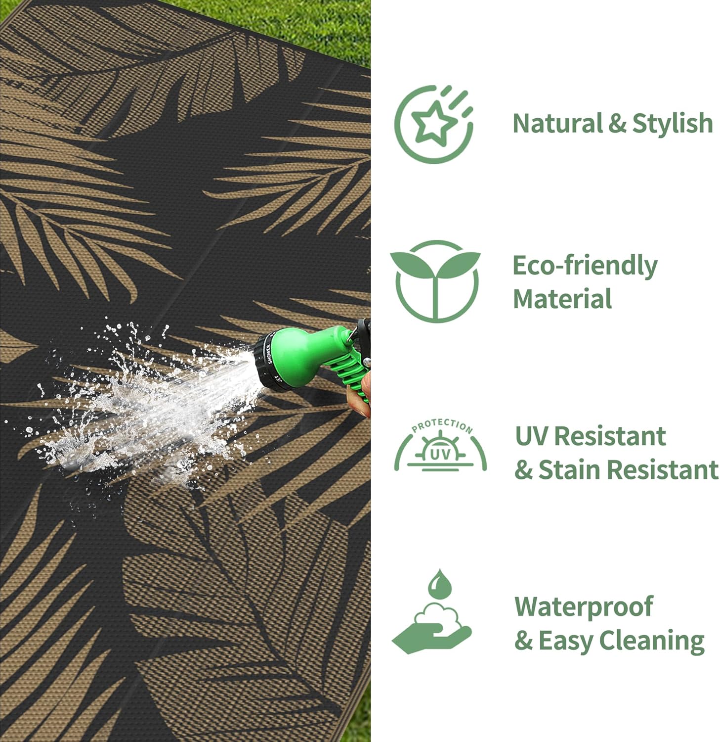 GENIMO Outdoor Rug 4' x 6' Waterproof for Patios Clearance, Reversible Outdoor Plastic Straw