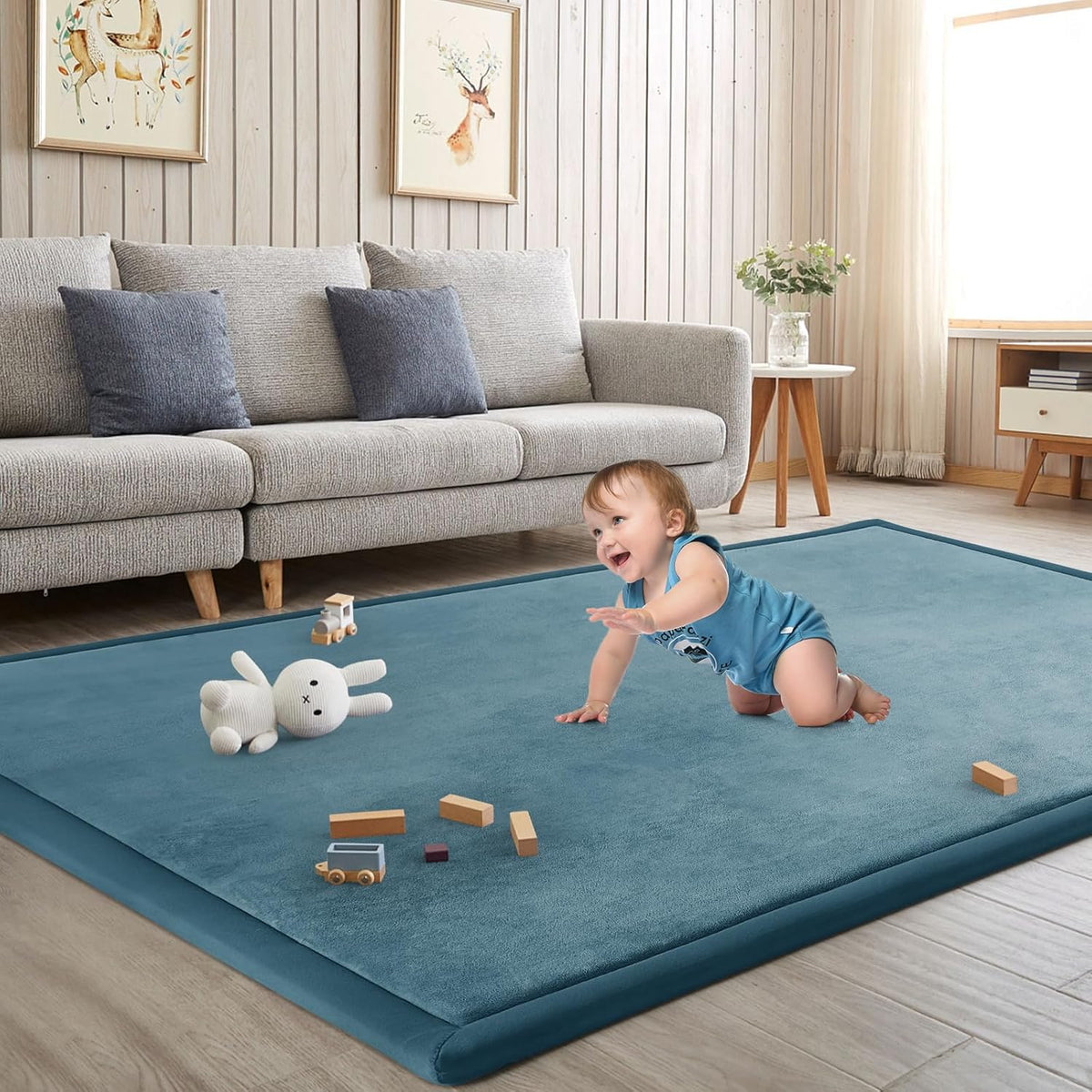 Baby Play Mat for Floor Tummy Time Nursery Rug Muscle Area Rug Playroom Rug Tatami 50 * 50" Memory