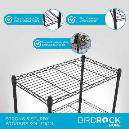 Internet's Best 4-Tier Wire Shelving | Flat Black | Heavy Duty Shelf | Wide Adjustable Rack Unit |