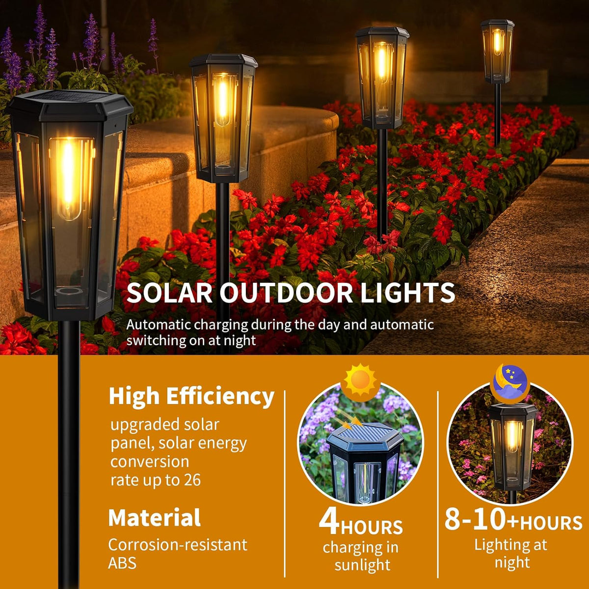 KINKAI Solar Pathway Lights Outdoor - 6 Pack Solar Garden Lights Driveway Light Landscape Lighting