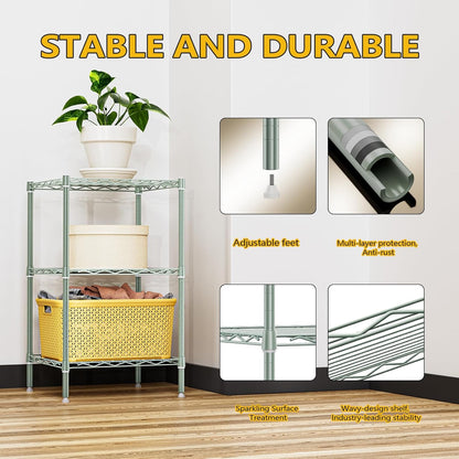 750 lbs 3-Shelf Storage Shelves Wire Shelving Unit Standing Metal Rack for Small Places Narrow Wire