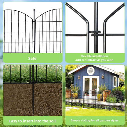 Decorative Garden Fence 40in (H) x24ft (L), 10 Pack No Dig Fence Animal Barrier for Dog, Arched