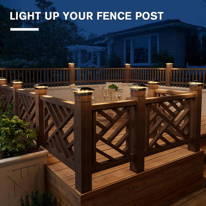 VOLISUN Solar Post Cap Light Outdoor Waterproof 12pack,Solar Fence - Post Lights for 4x4 5x5 6x6