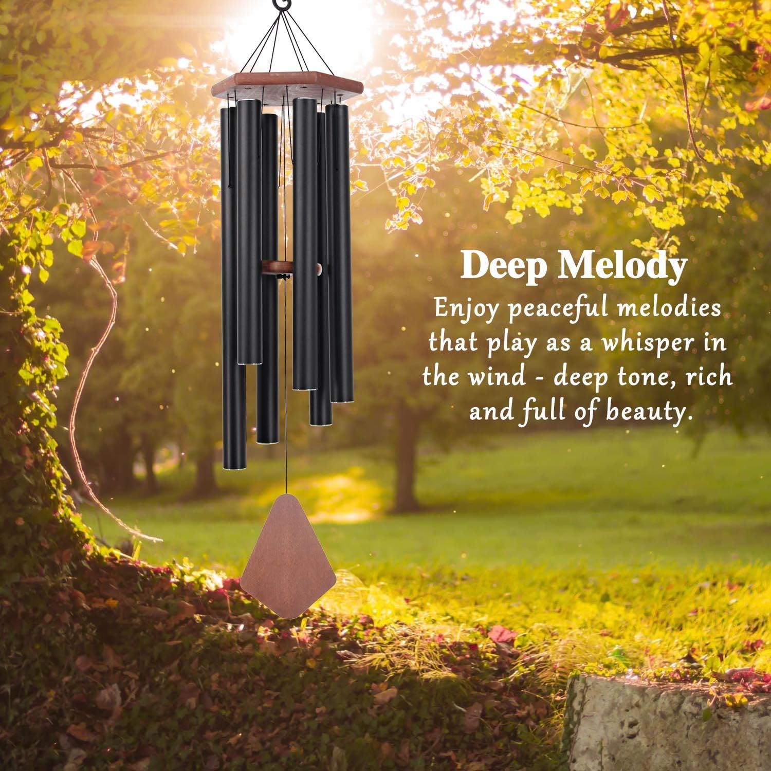 Wind Chimes Outdoor Large Deep Tone, 44 Inches Sympathy Wind Chimes Tuned Soothing Melody, Memorial