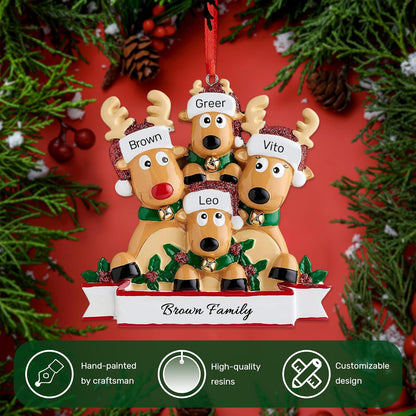 Personalized Christmas Ornaments 2025, Custom Reindeer Family Ornaments for Trees with Names