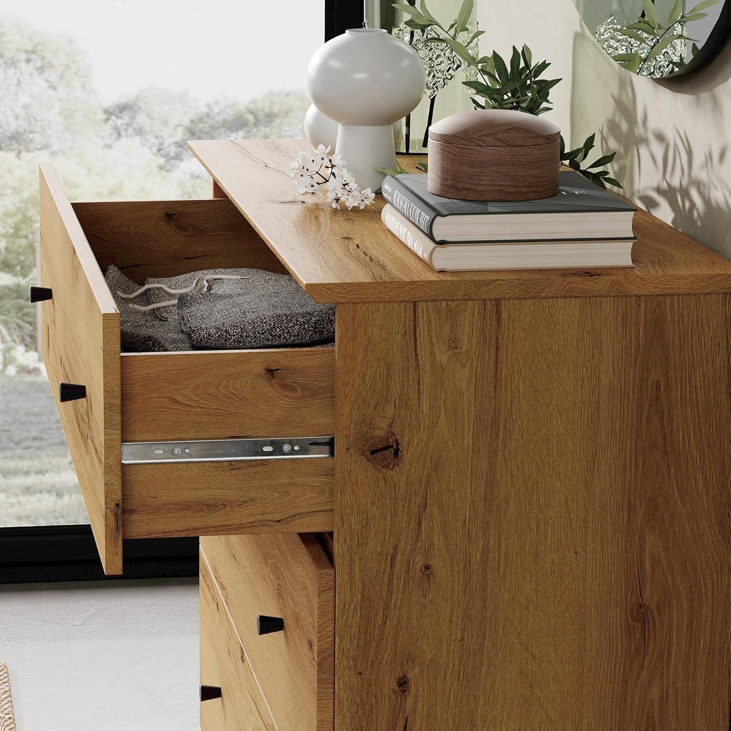 WAMPAT Dresser with 9 Drawers, Bedroom 3-in-1 Wide Wooden Chest of Drawers, Modern Long Dressers