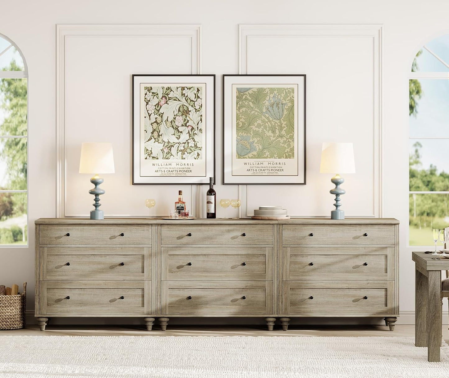 WAMPAT Dresser for Bedroom with 9 Drawers, Kids Dressers with Wide Chest of Drawers, Modern Wooden