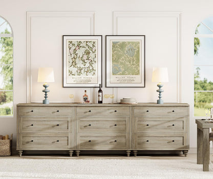 WAMPAT Dresser for Bedroom with 9 Drawers, Kids Dressers with Wide Chest of Drawers, Modern Wooden