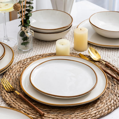 AmorArc Ceramic Dinnerware Sets,Handmade Reactive Glaze Stoneware Plates and Bowls Sets,Highly