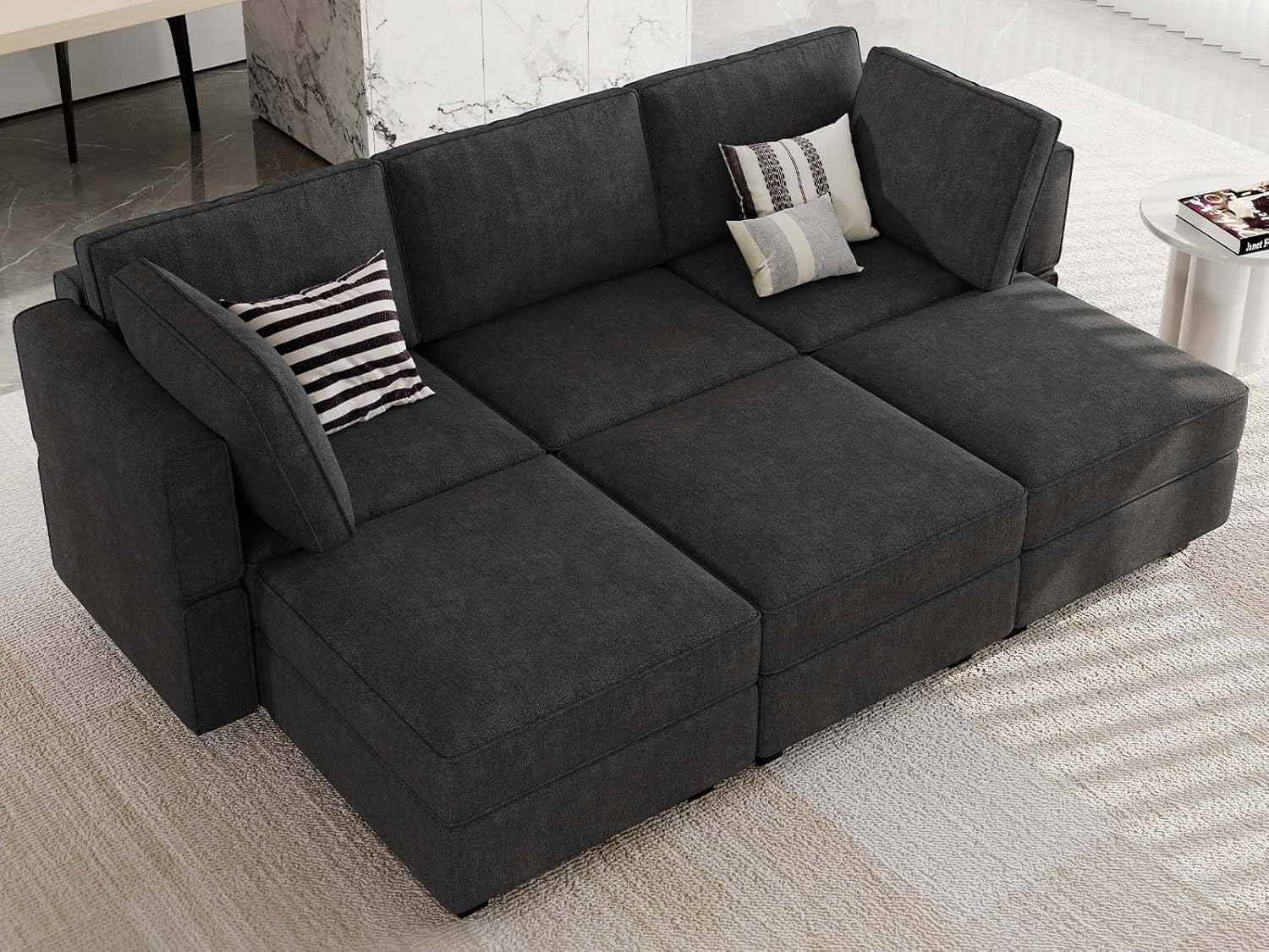 Belffin Terry Fabric Modular Sectional Sleeper Sofa Bed with Storage Convertible Sectional Couches