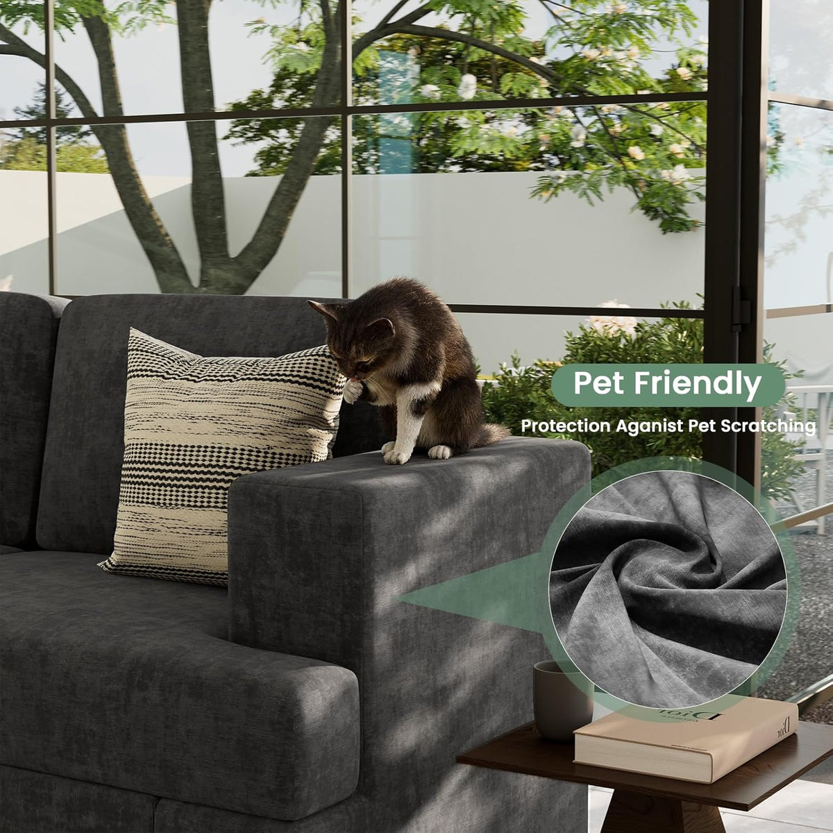 Sofa, 63” Comfy Loveseat Sofa with Deep Seats, Couch for Living Room, Modern Sleeper Couch, Dark