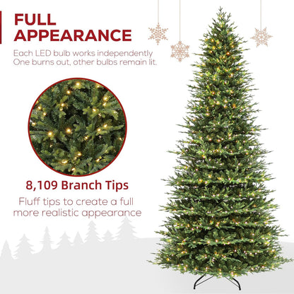 Hykolity 12 ft Prelit Christmas Tree, Artificial Christmas Tree with 850 Warm White Lights, 8109