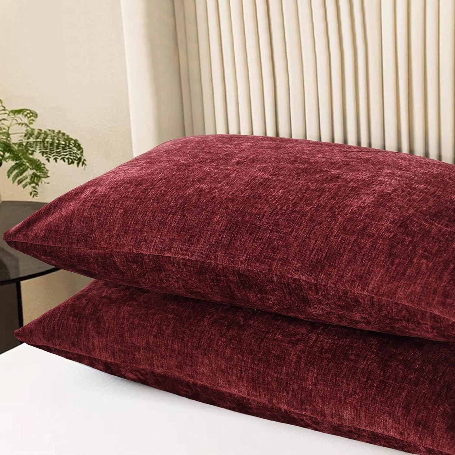 CaliTime Throw Pillow Covers Decorative 20 X 26 Inches Pack of 2 Cozy Chenille Standard Pillow