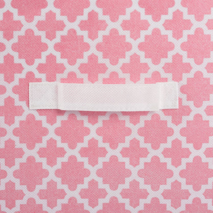 DII Non Woven Polyester Storage Bin, Lattice, Pink Sorbet, Small Set of 4