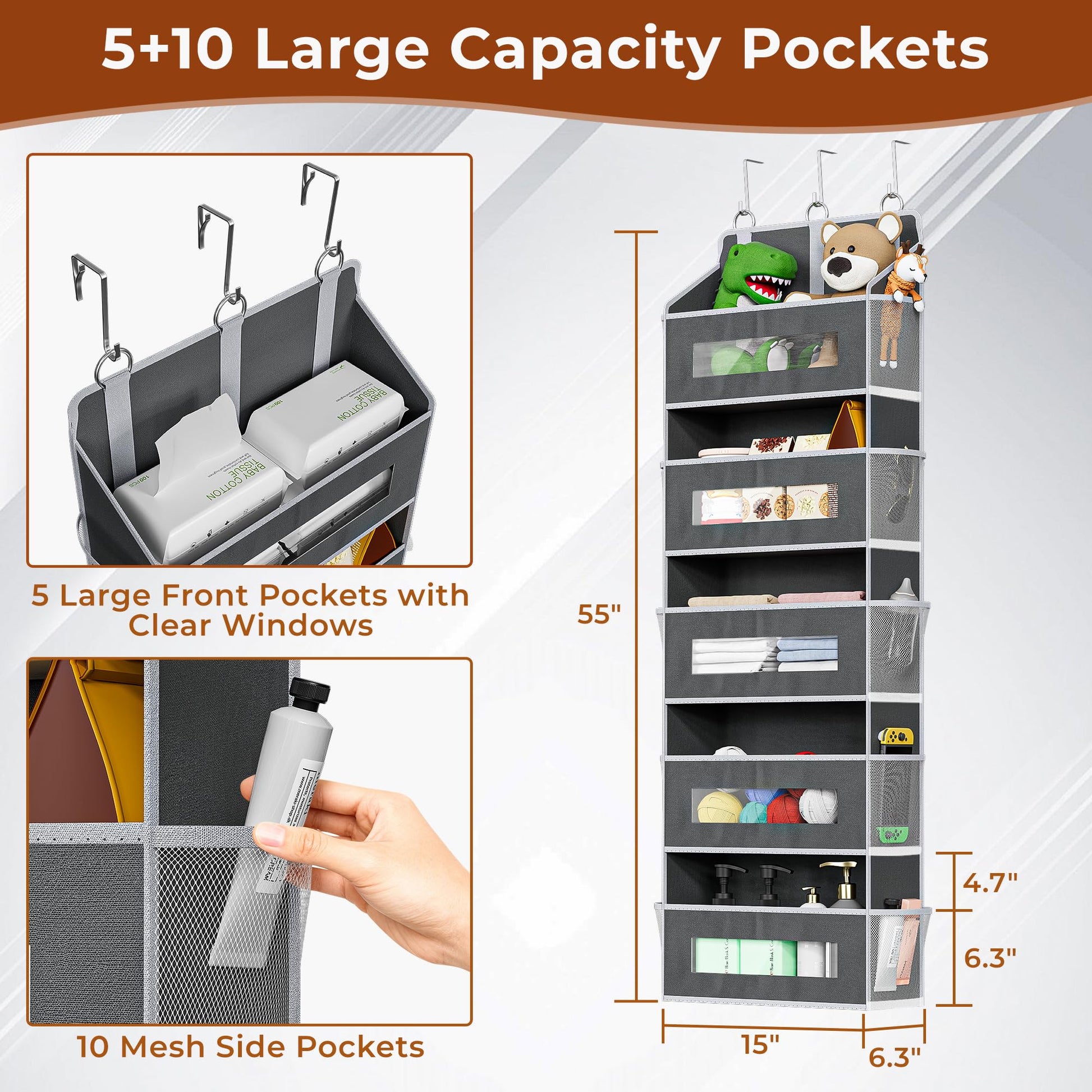 2 Pack 5 Tier Over The Door Organizer Space-Saving Storage for Any Room