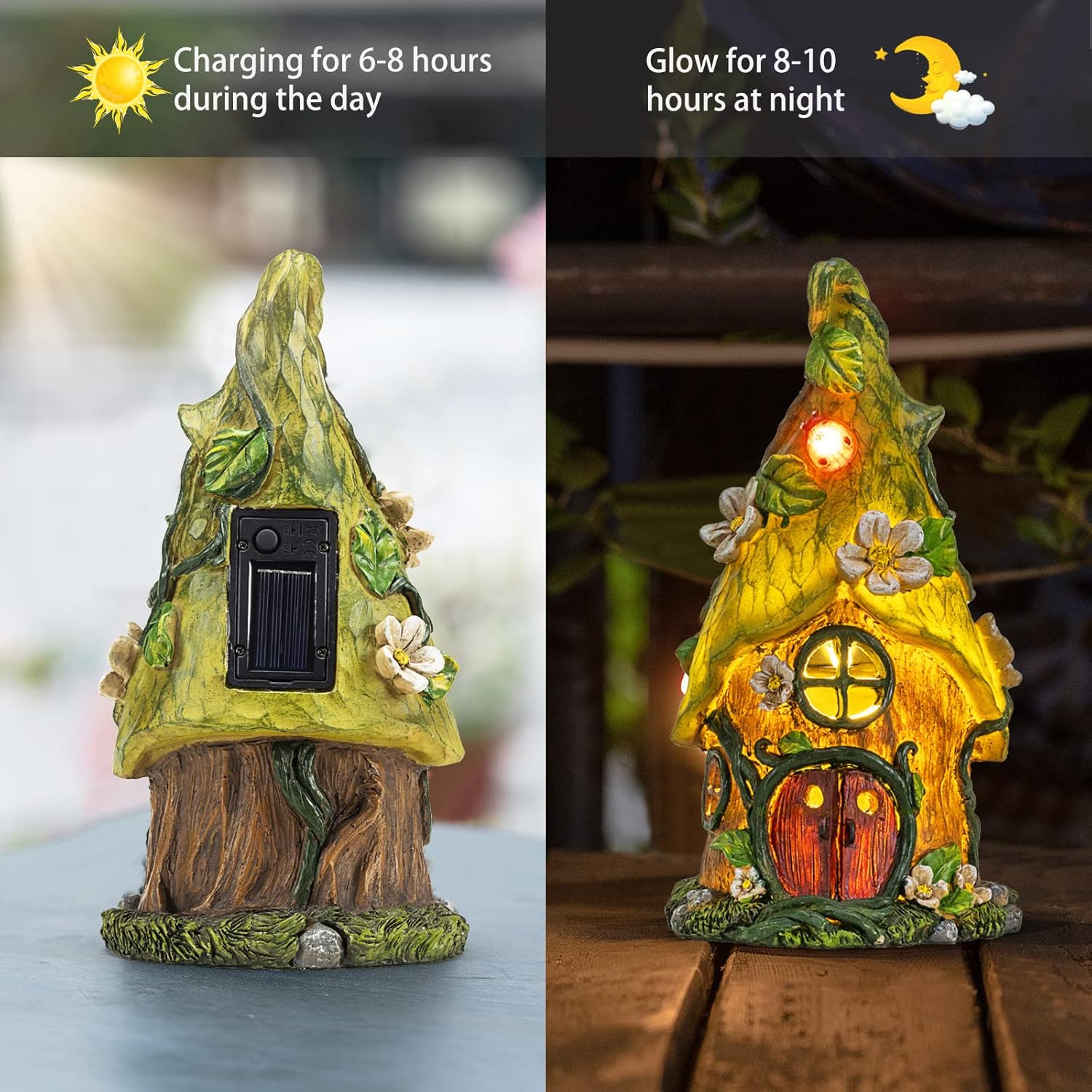 Garden Decor Outdoor Solar Statues, 9.4Inch Resin Fairy Garden Solar Lights Birthday Gifts for
