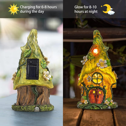 Garden Decor Outdoor Solar Statues, 9.4Inch Resin Fairy Garden Solar Lights Birthday Gifts for