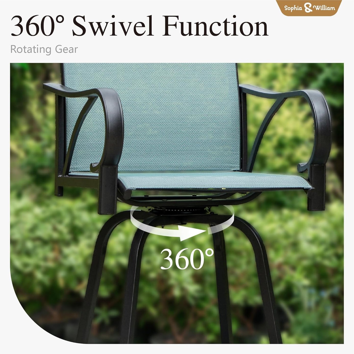 Sophia & William Outdoor Bar Set, Patio Bar Table and Chairs Set, Bar Height Patio Set - 4 x Swivel