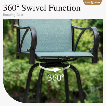 Sophia & William Outdoor Bar Set, Patio Bar Table and Chairs Set, Bar Height Patio Set - 6 x Swivel
