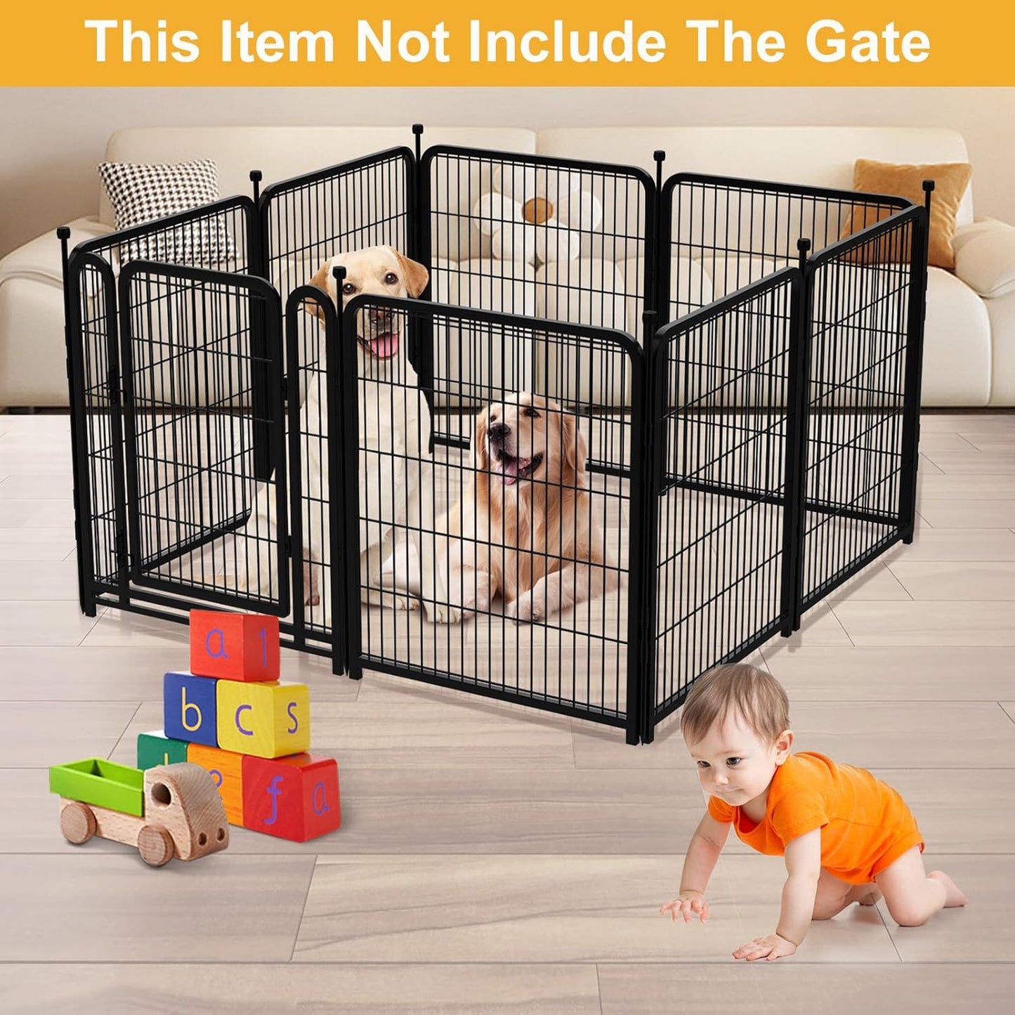 Garden Fence 36 Inch 14 Panels Without Gate, Inside and Outside, Total 31 Ft(l) Garden Fence for