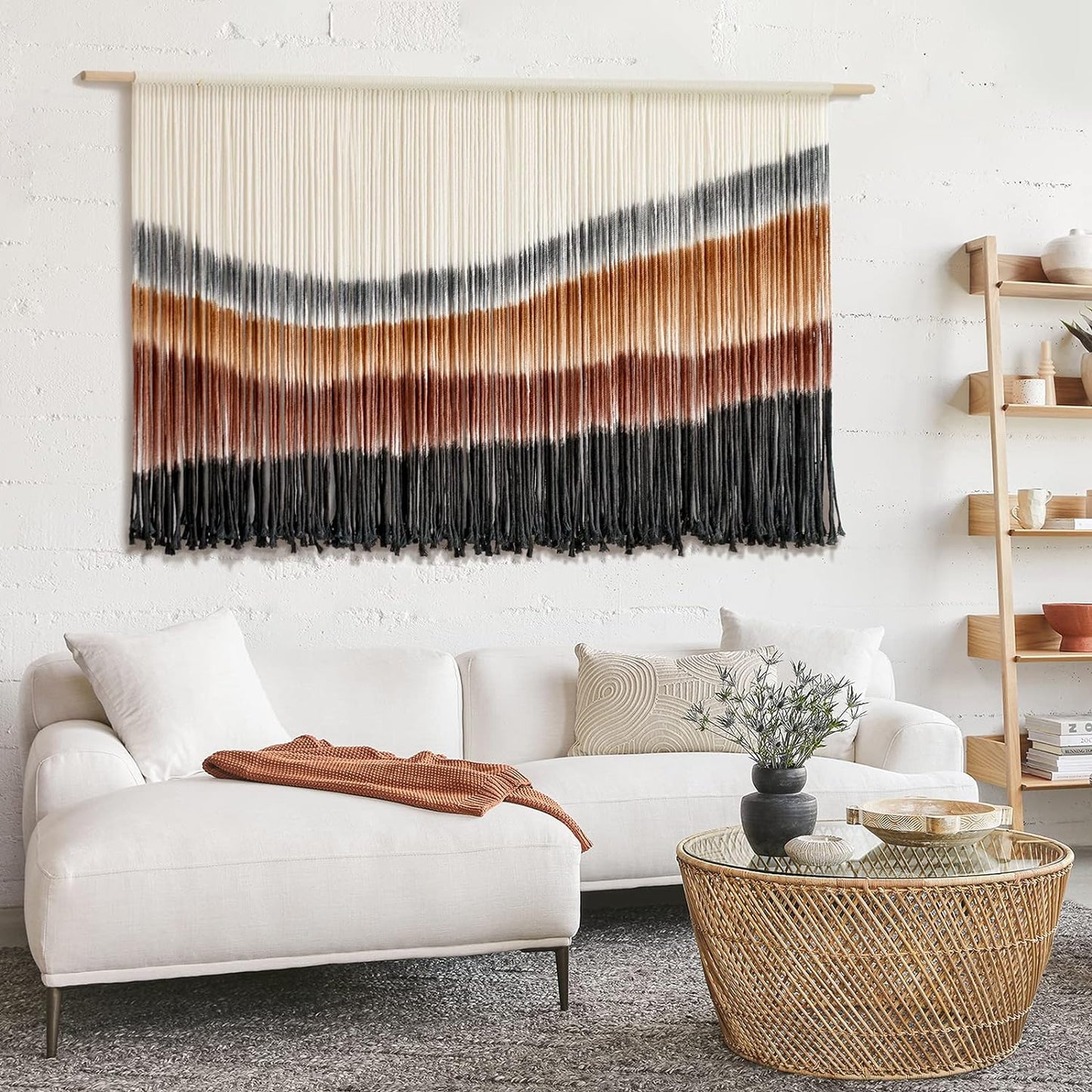 Flber Macrame Wall Hanging Macrame Wall Decor Large-Scale Tie-Dye Tapestry Living Home Room Wall