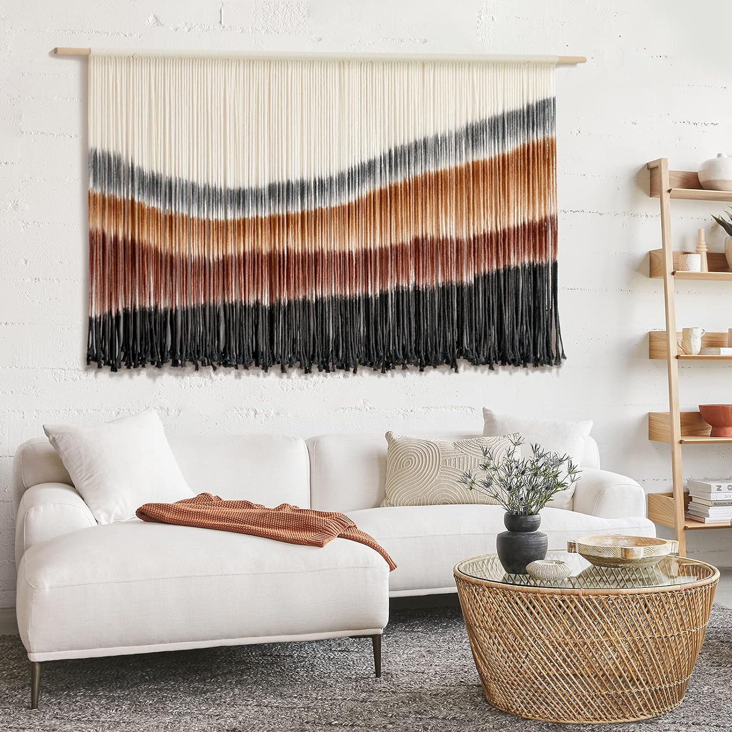 Flber Macrame Wall Hanging Macrame Wall Decor Large-Scale Tie-Dye Tapestry Living Home Room Wall