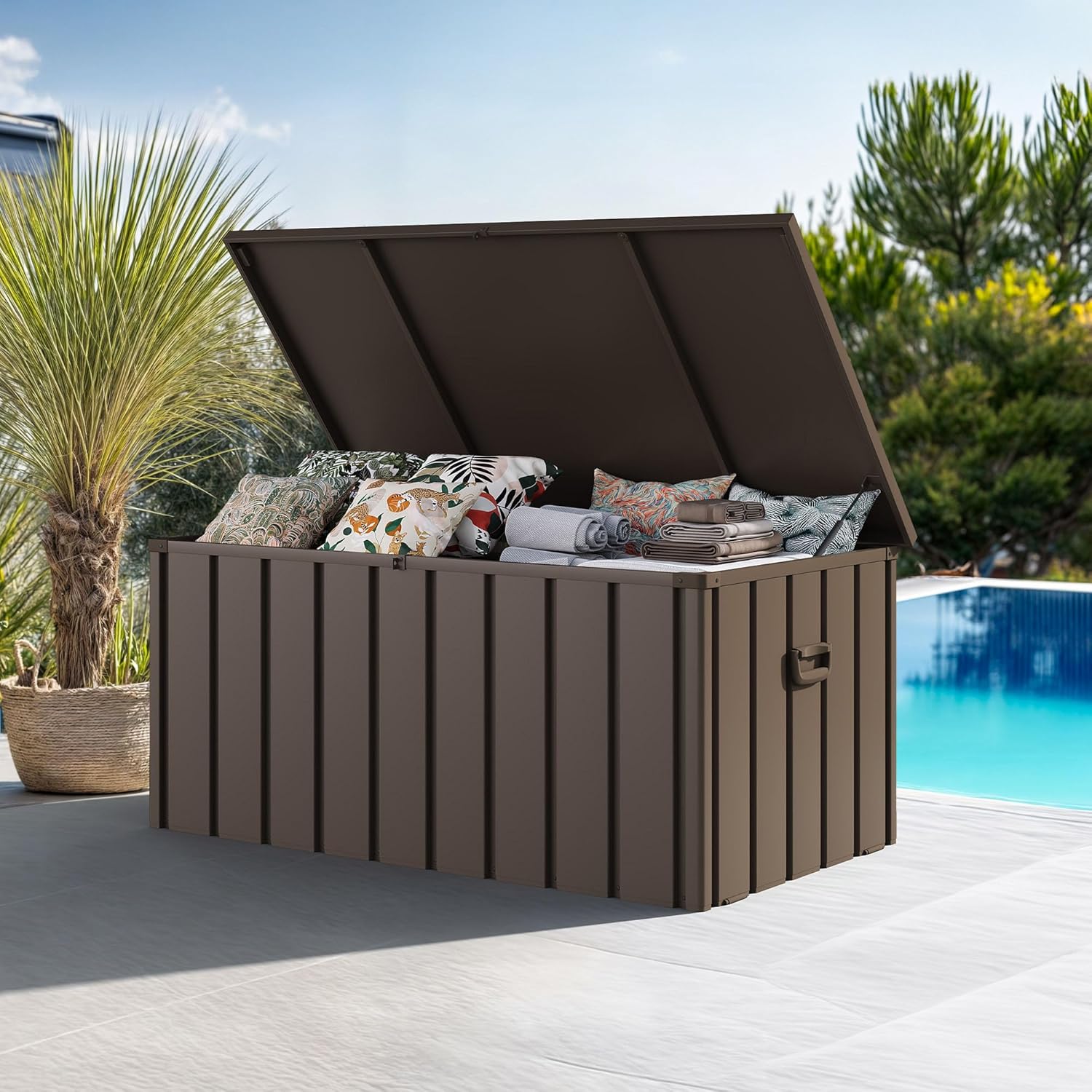 PURPLE LEAF Outdoor Deck Box 150 Gallon Waterproof Lockable Storage Box Container with Lid Deck