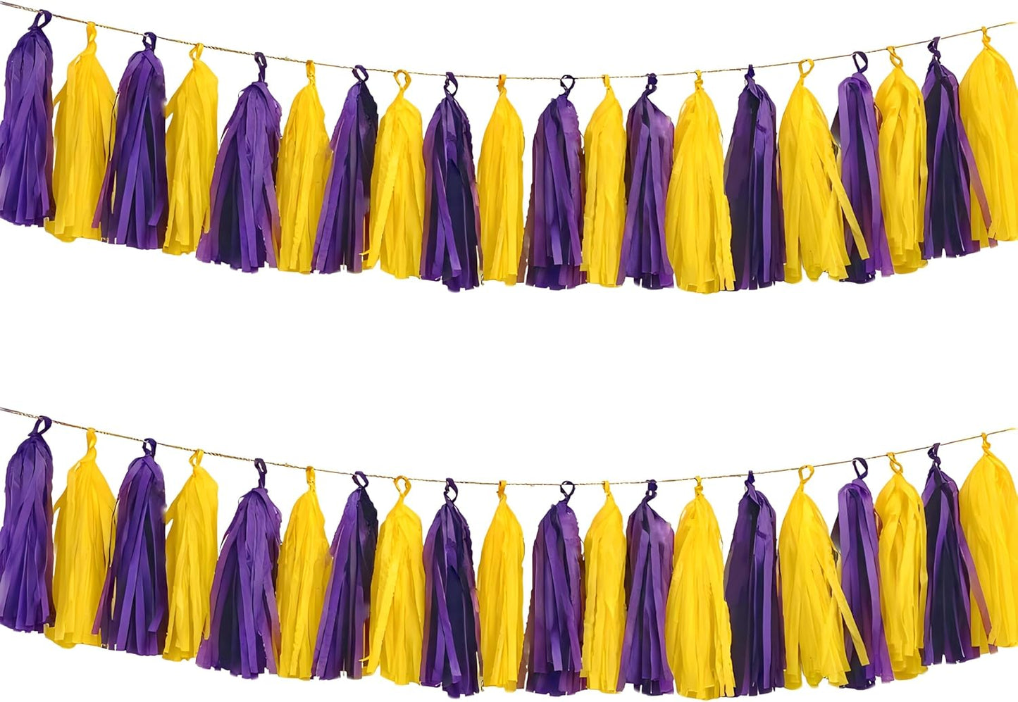 Purple Yellow Paper Tassel, 20 Pack, Party Decorations for Birthday, Baby Shower, Sprot