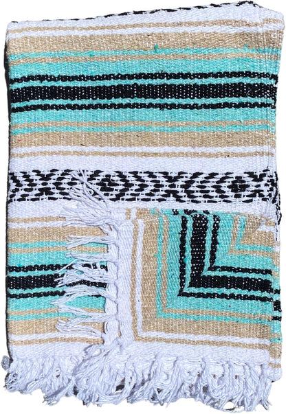 Del Mex Classic Mexican Blanket, Large Authentic Woven Falsa Throw (70"x50"), Artisan Southwest