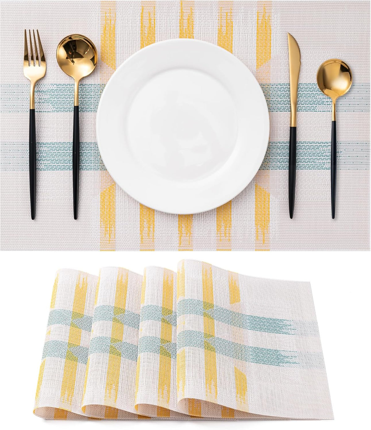 CADONO Placemats Set of 4 Washable Indoor/Outdoor Vinyl Place Mats for Dining Table Durable