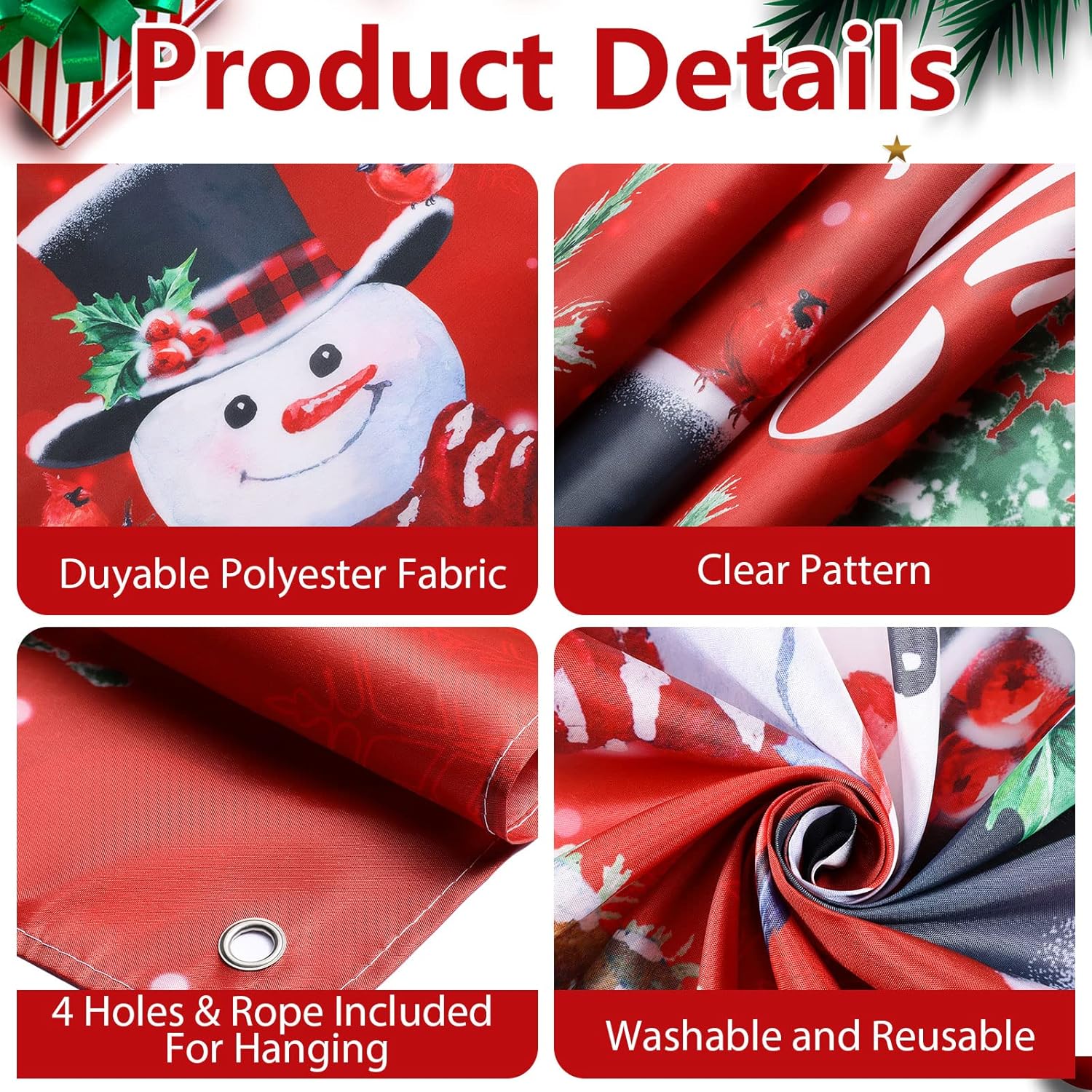 Irenare Christmas Backdrop Merry Christmas Banner Party Decoration Xmas Photography Background
