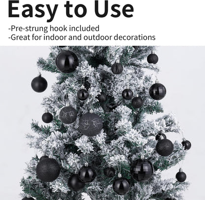 LANGXUN 36pcs Black Christmas Tree Decorations Balls, Bolas De Navidad, 2025 Christmas Decor