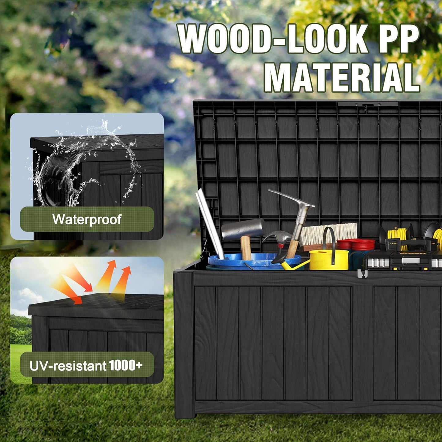 120 Gallon Outdoor Deck Box,Storage Lockable Waterproof Patio Furniture,Garden Tools,Cushions,Pool