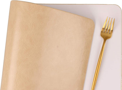 Faux Leather Placemats, Set of 6 PU Table Mats, Easy to Clean, Heat & Stain Resistant for Office