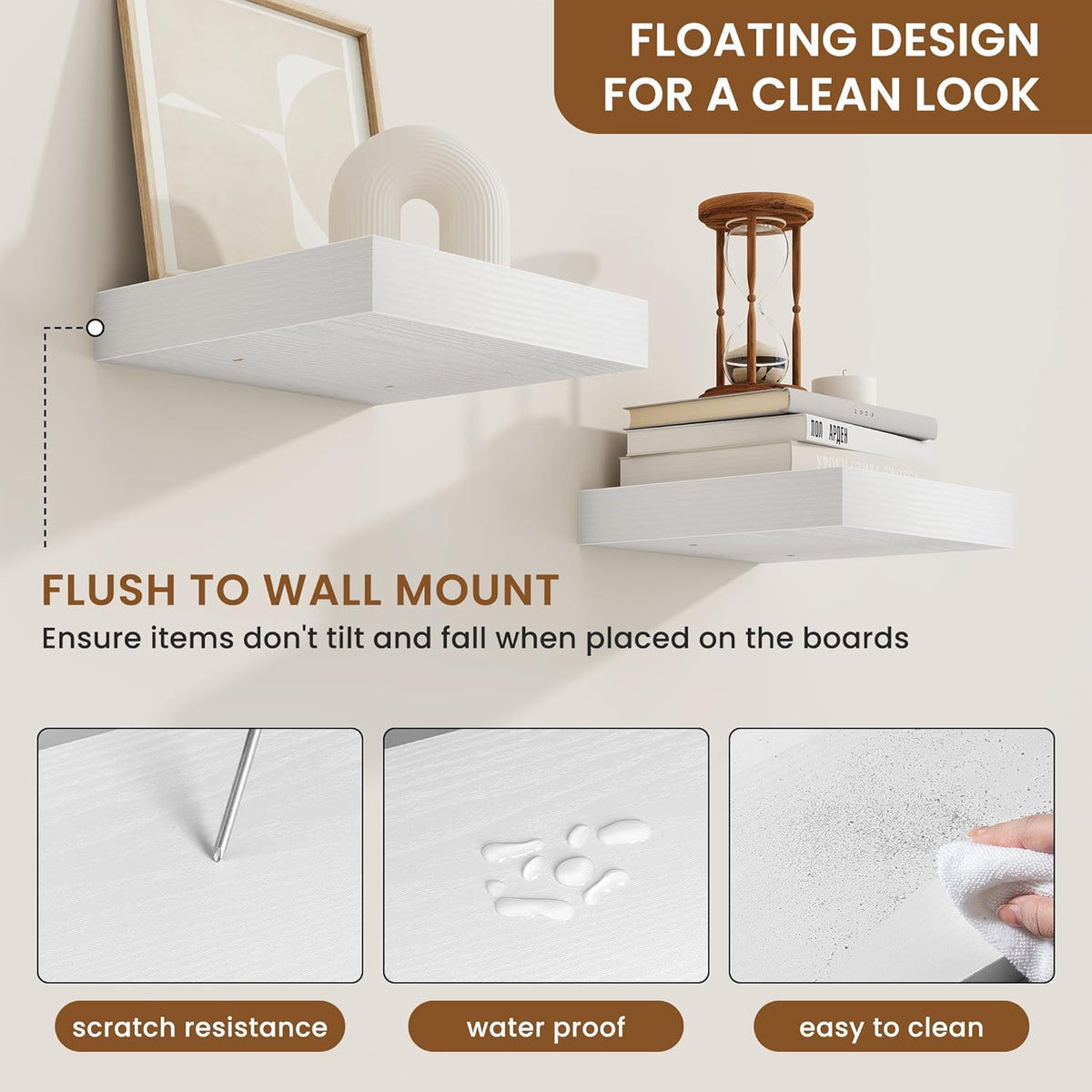 fuqing Floating Shelves for Wall, Bathroom Shelf Wall Mounted for Storage, Shelves with Invisible
